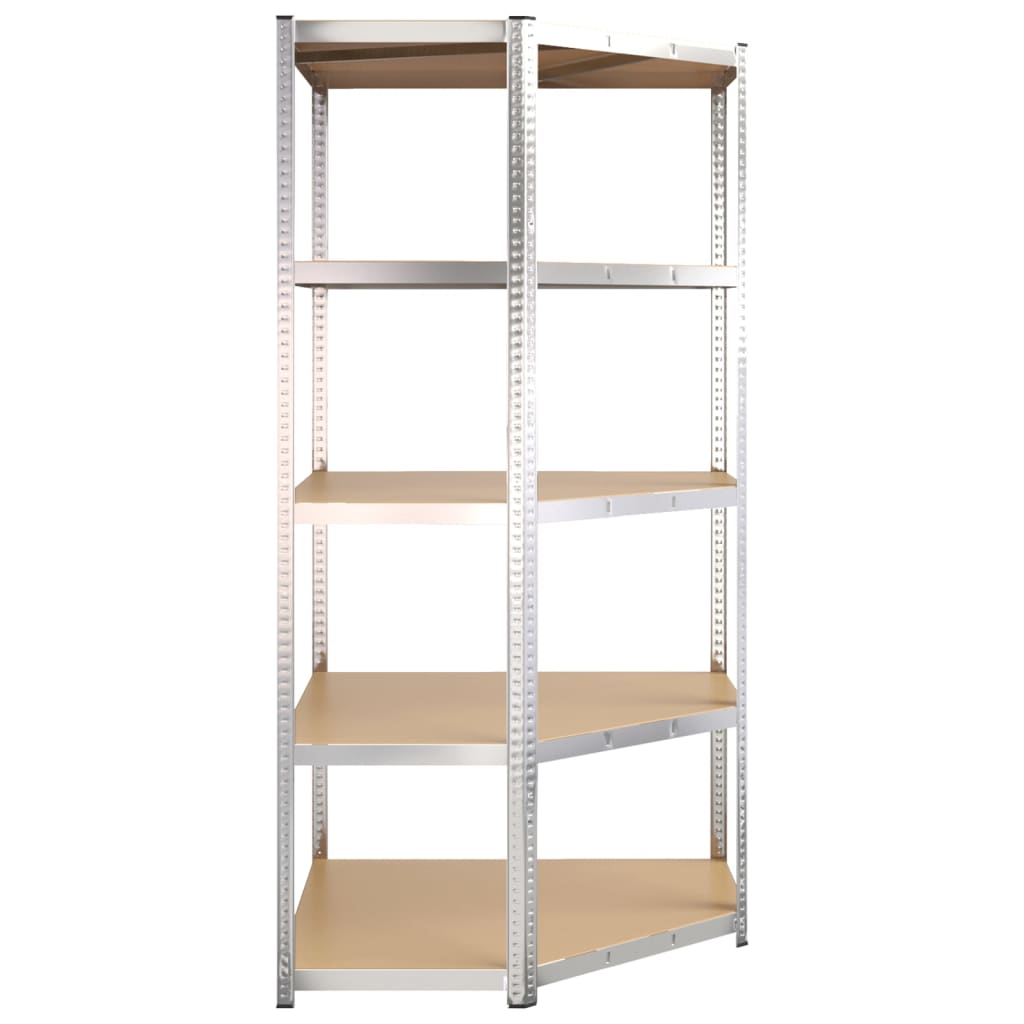 Hoekrek robuust 5-laags staal en bewerkt hout zilverkleurig is nu te koop bij PeponiXL, paradijselijk wonen!