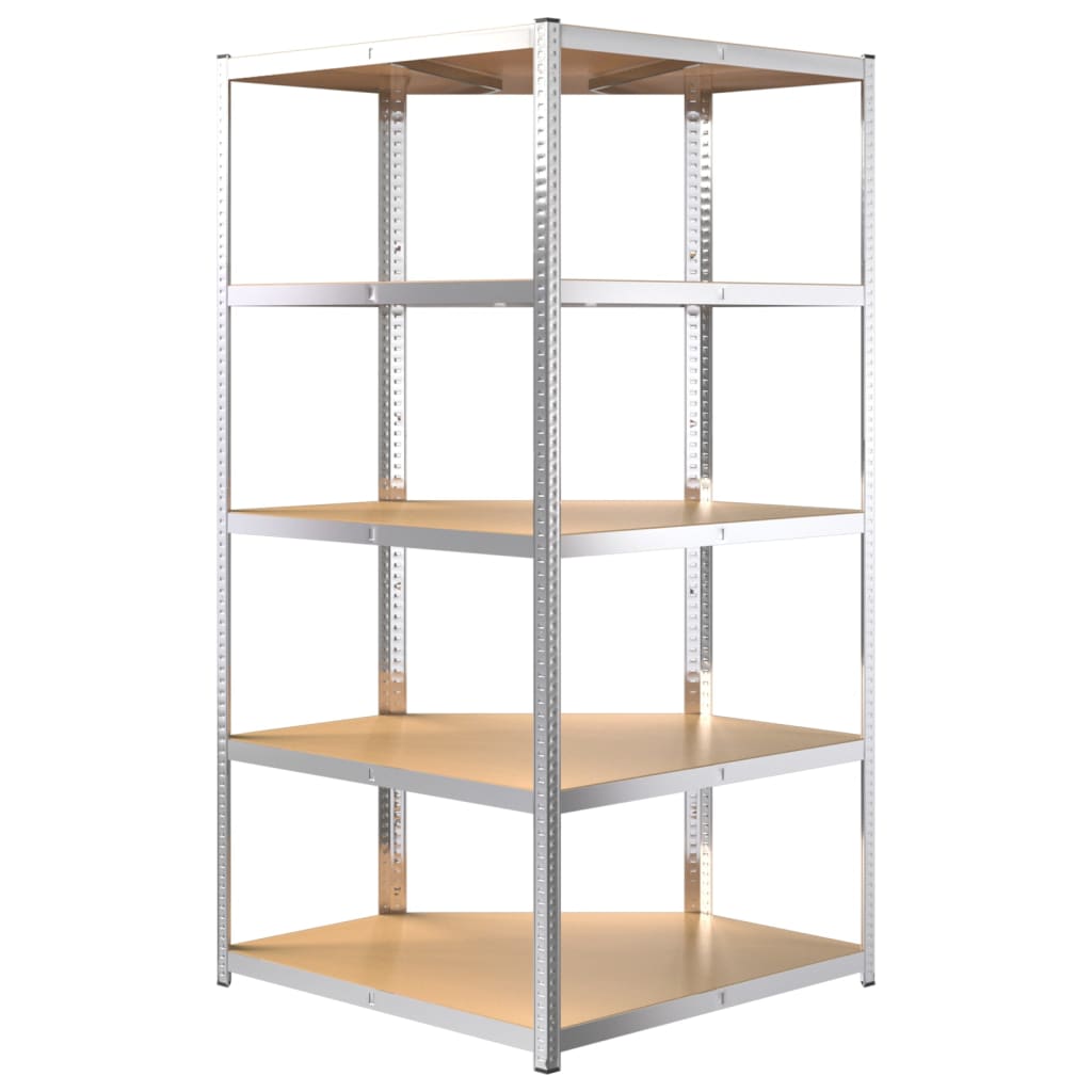 Hoekrek robuust 5-laags staal en bewerkt hout zilverkleurig is nu te koop bij PeponiXL, paradijselijk wonen!