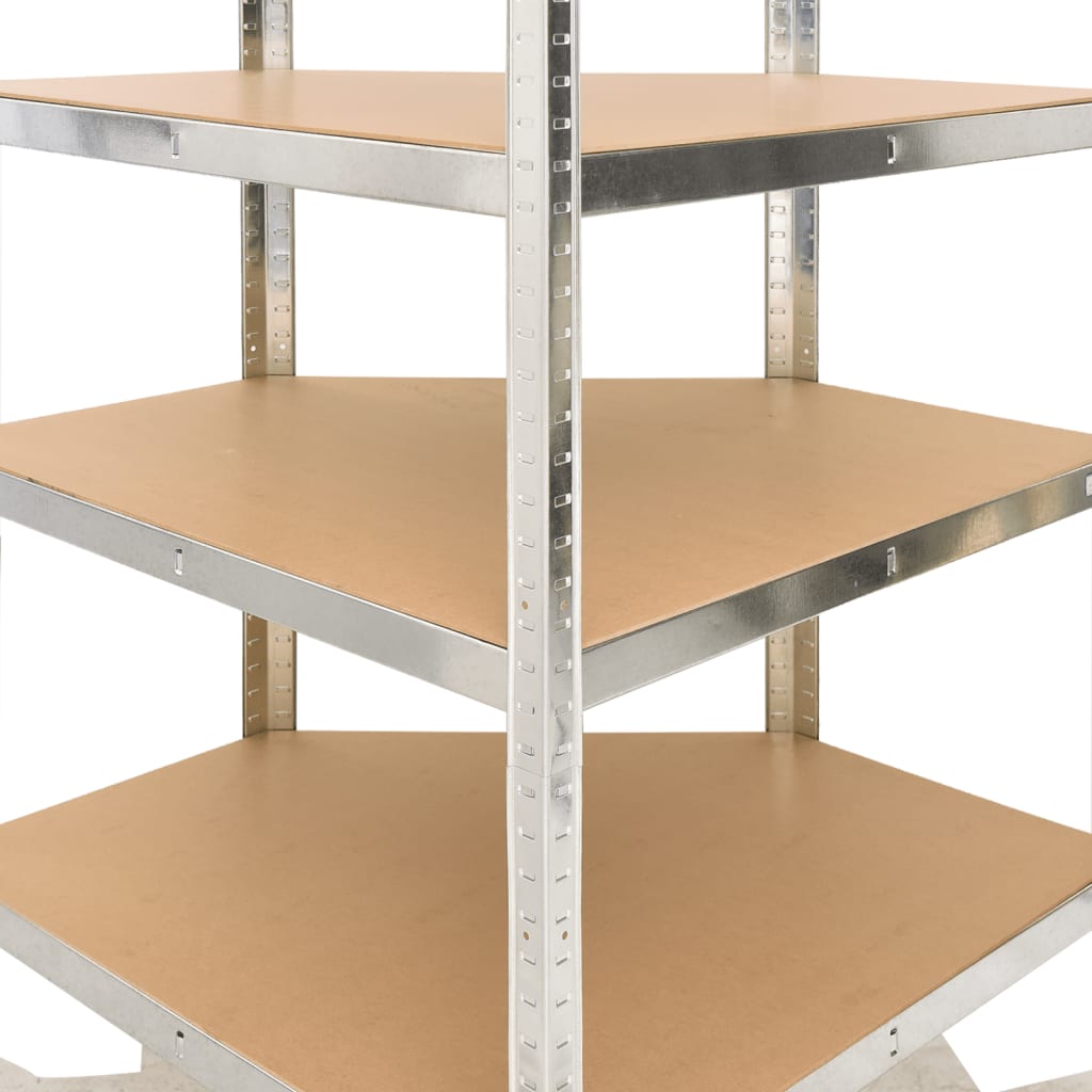 Hoekrek robuust 5-laags staal en bewerkt hout zilverkleurig is nu te koop bij PeponiXL, paradijselijk wonen!