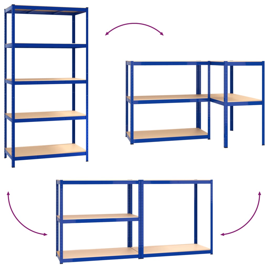 Opbergrek 5-laags staal en bewerkt hout blauw is nu te koop bij PeponiXL, paradijselijk wonen!