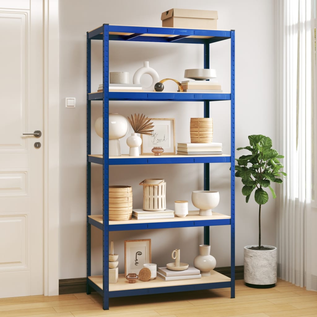 Opbergrek 5-laags staal en bewerkt hout blauw is nu te koop bij PeponiXL, paradijselijk wonen!