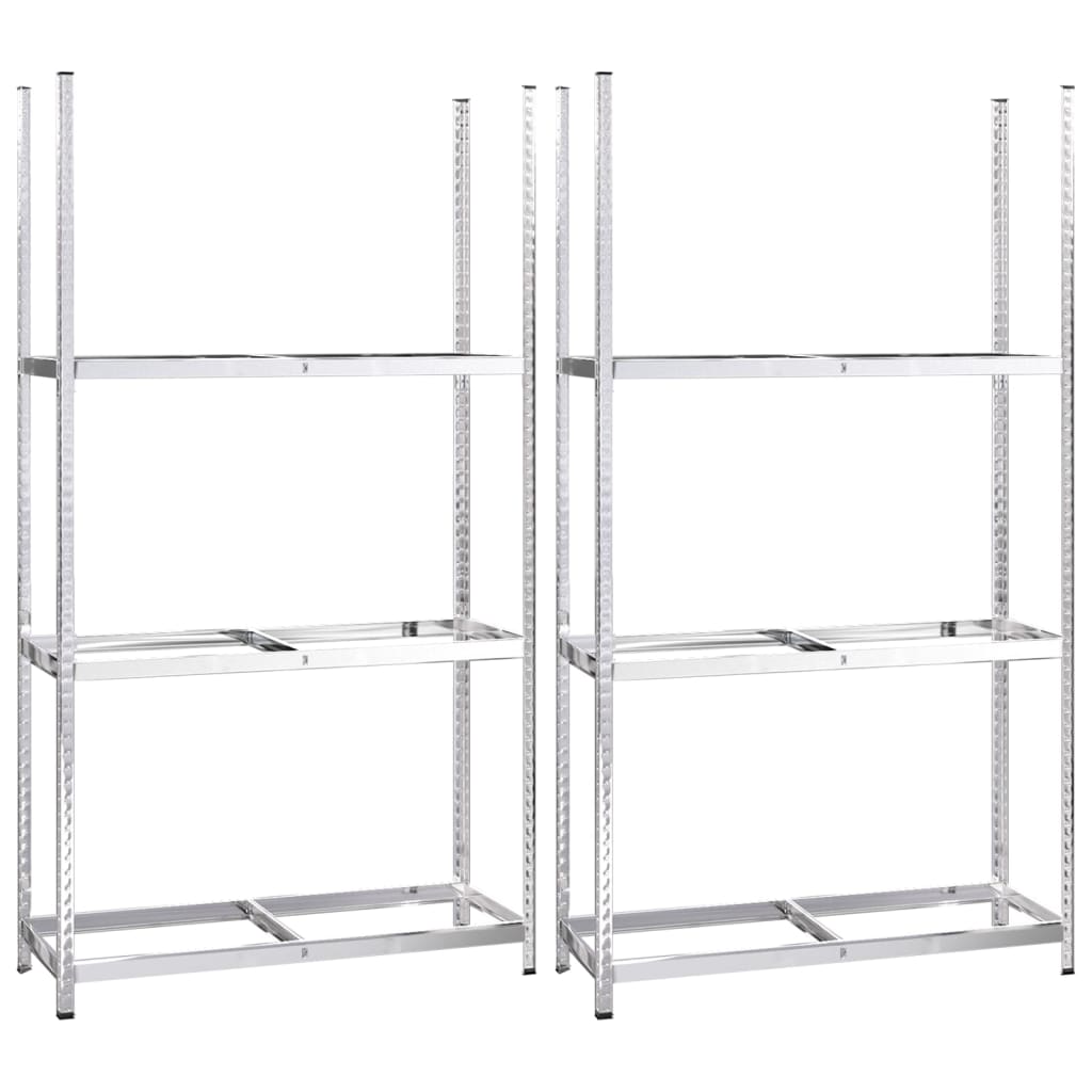 Bandenrekken 3-laags 2 st 110x40x200 cm staal zilverkleurig is nu te koop bij PeponiXL, paradijselijk wonen!