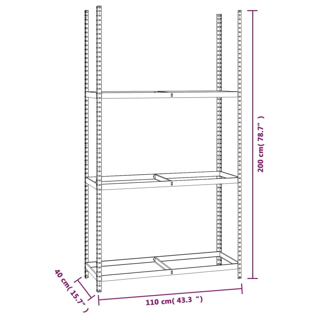 Bandenrekken 3-laags 2 st 110x40x200 cm staal zilverkleurig is nu te koop bij PeponiXL, paradijselijk wonen!