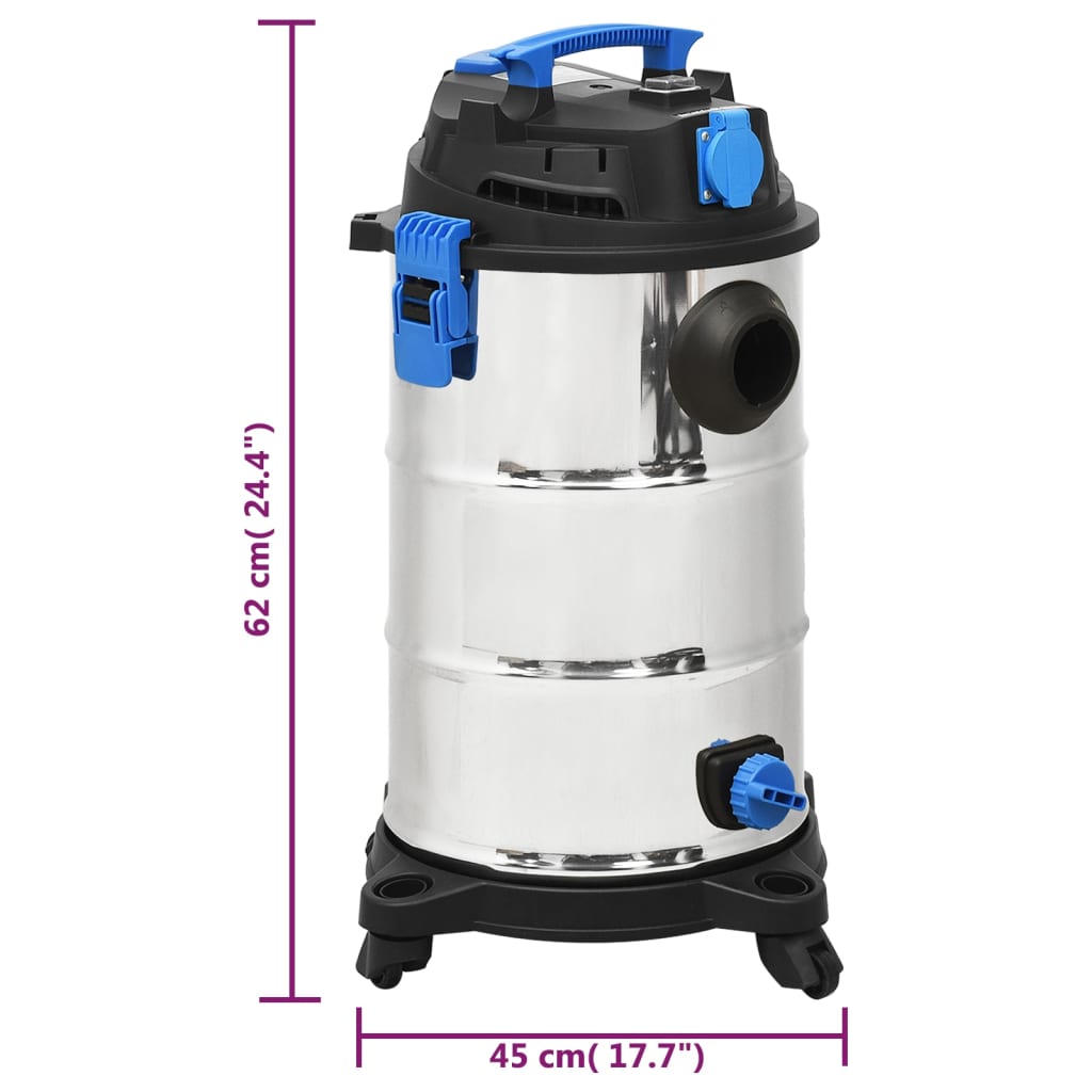 Nat- en droogzuiger 1200 W 30 L zilverkleurig is nu te koop bij PeponiXL, paradijselijk wonen!