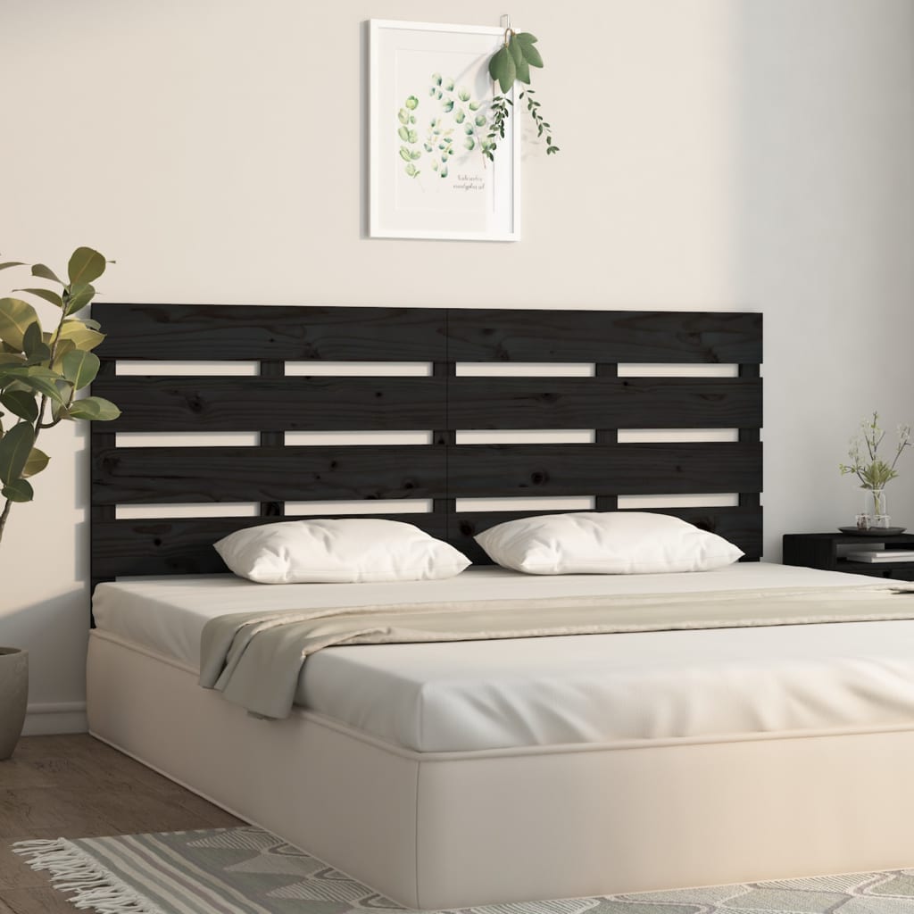 Hoofdbord 180x3x80 cm massief grenenhout zwart is nu te koop bij PeponiXL, paradijselijk wonen!