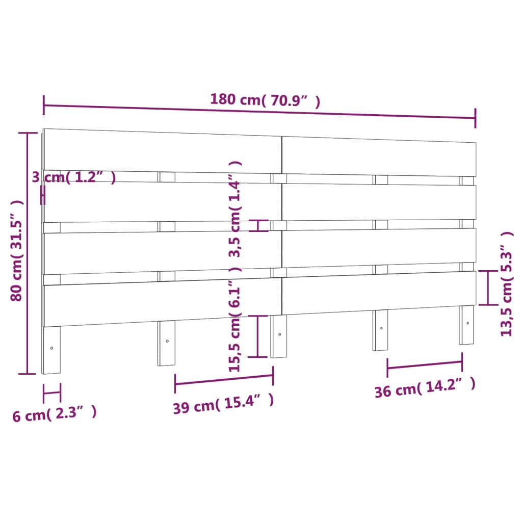 Hoofdbord 180x3x80 cm massief grenenhout zwart is nu te koop bij PeponiXL, paradijselijk wonen!