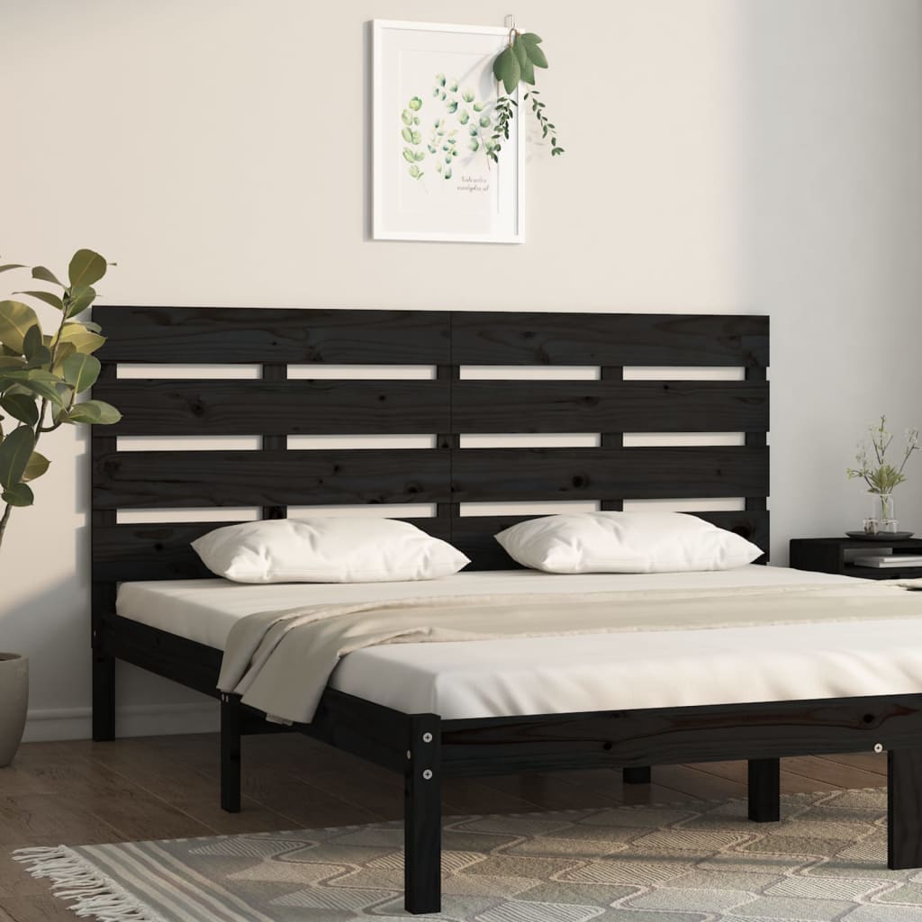 Hoofdbord 180x3x80 cm massief grenenhout zwart is nu te koop bij PeponiXL, paradijselijk wonen!