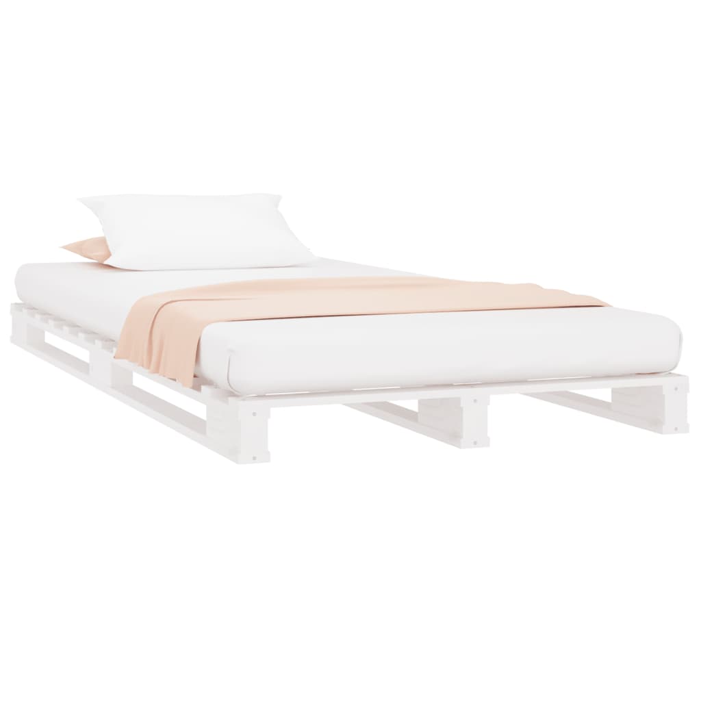 Palletbed massief grenenhout wit 90x200 cm is nu te koop bij PeponiXL, paradijselijk wonen!