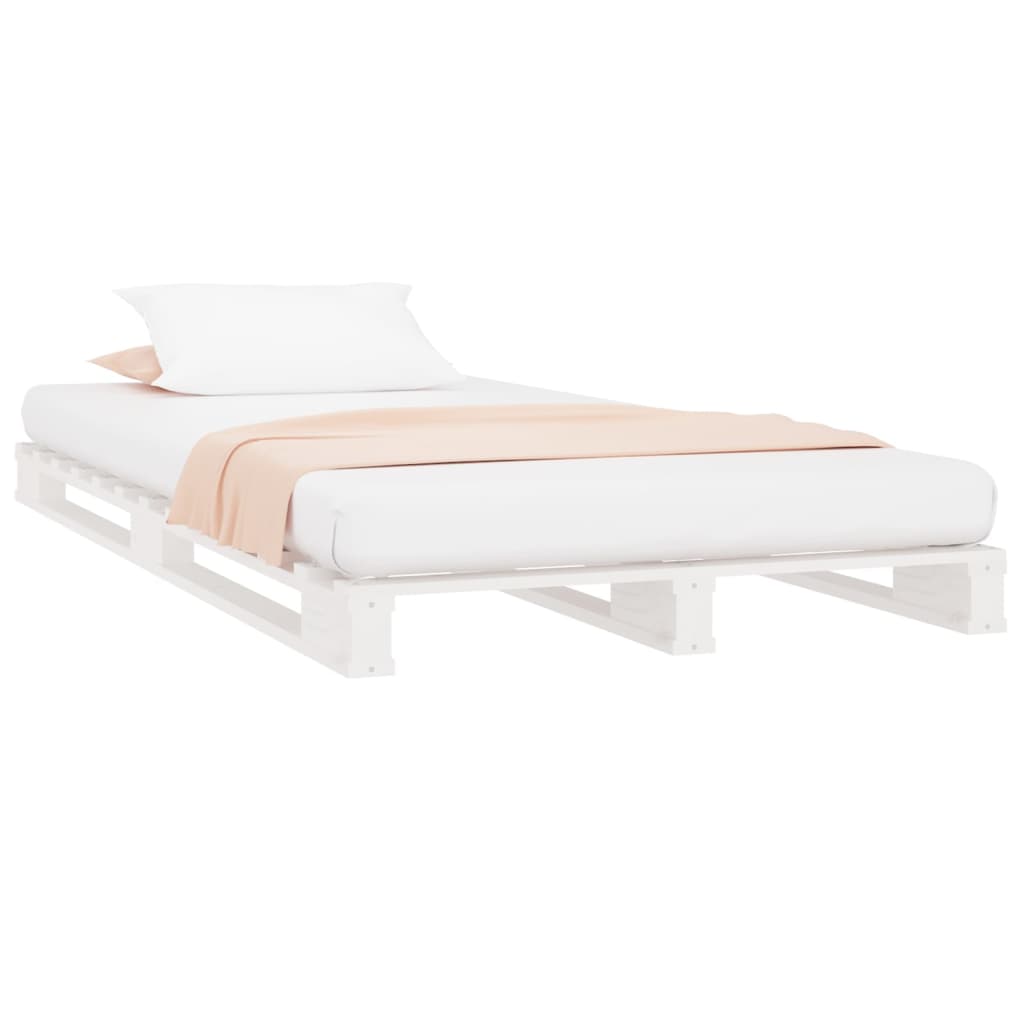 Palletbed massief grenenhout wit 100x200 cm is nu te koop bij PeponiXL, paradijselijk wonen!