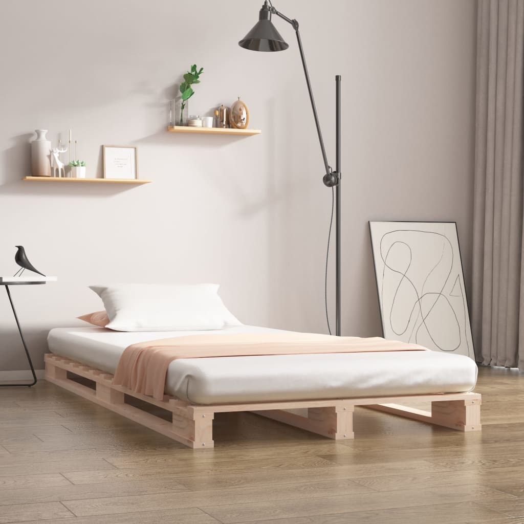 Palletbed massief grenenhout wit 75x190 cm is nu te koop bij PeponiXL, paradijselijk wonen!