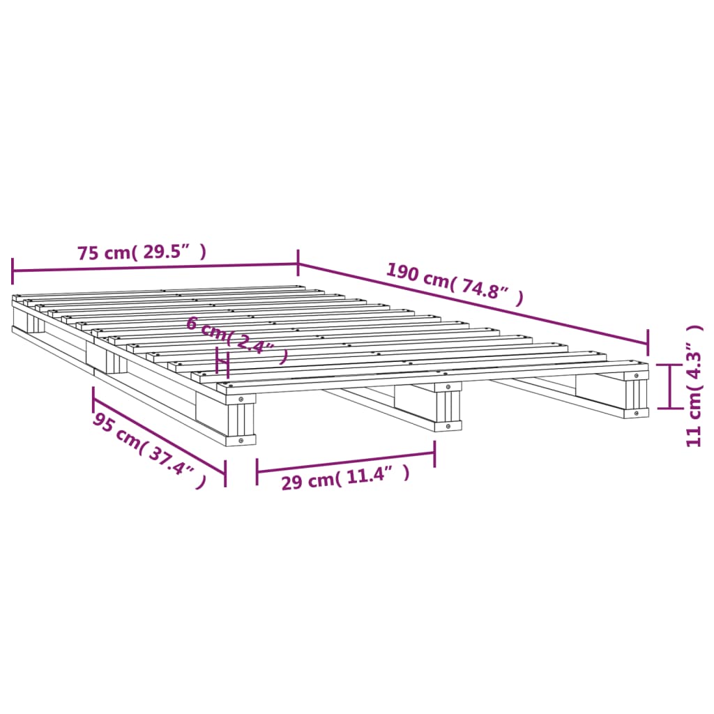 Palletbed massief grenenhout wit 75x190 cm is nu te koop bij PeponiXL, paradijselijk wonen!