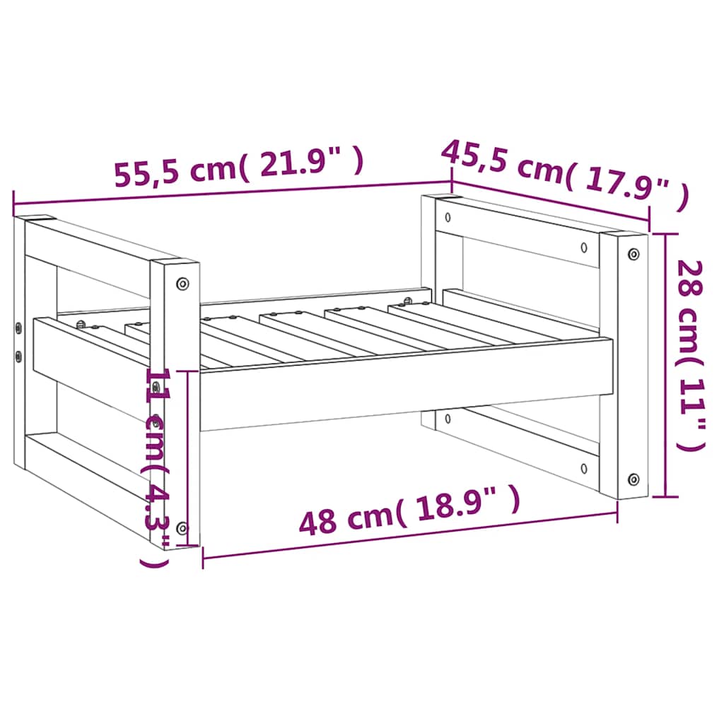 Hondenmand 55,5x45,5x28 cm massief grenenhout honingbruin