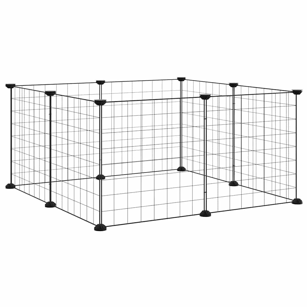 Huisdierkooi met 8 panelen, zwart, 35x35 cm, staal is nu te koop bij PeponiXL, paradijselijk wonen!