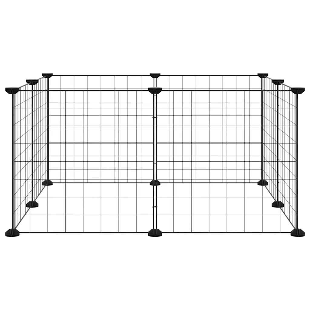 Huisdierkooi met 8 panelen, zwart, 35x35 cm, staal is nu te koop bij PeponiXL, paradijselijk wonen!