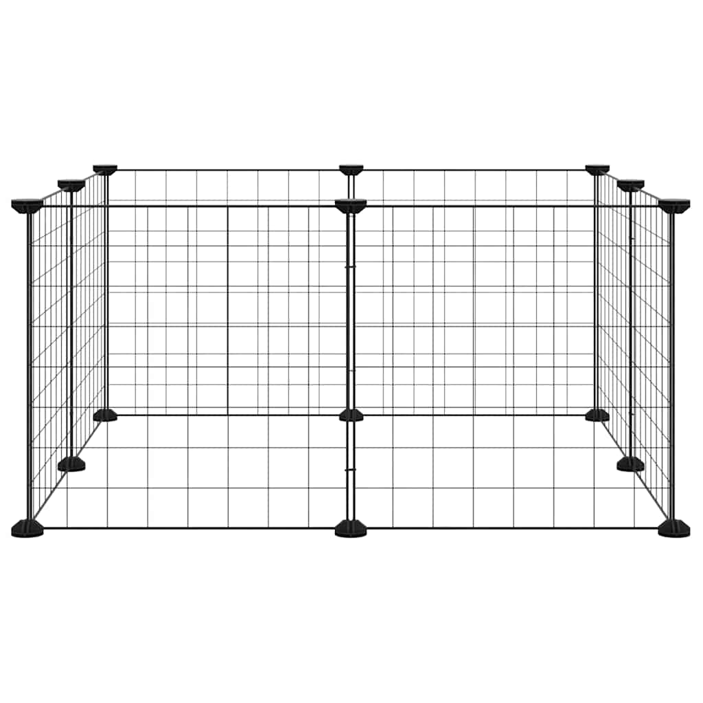 Huisdierkooi met 8 panelen, zwart, 35x35 cm, staal is nu te koop bij PeponiXL, paradijselijk wonen!