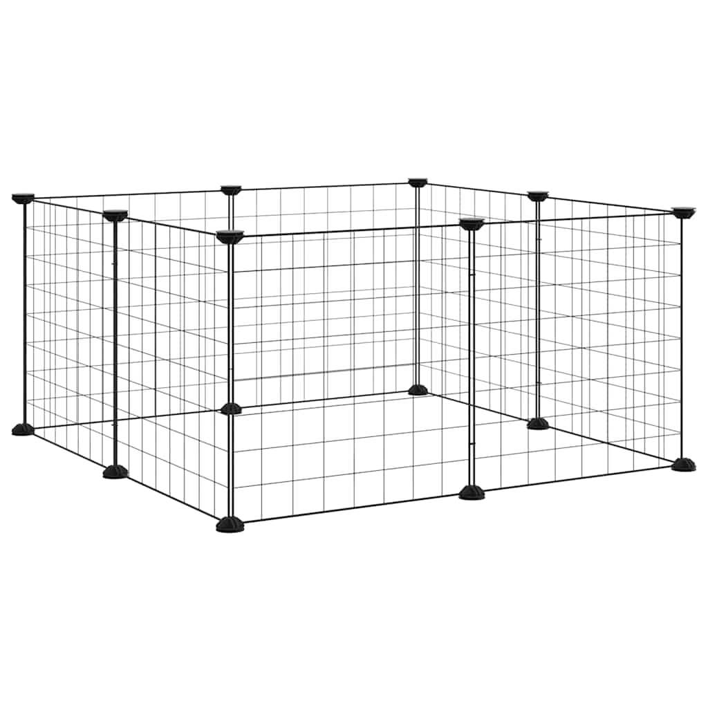 Huisdierkooi met 8 panelen, zwart, 35x35 cm, staal is nu te koop bij PeponiXL, paradijselijk wonen!