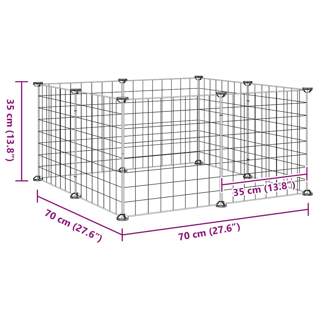 Huisdierkooi met 8 panelen, zwart, 35x35 cm, staal is nu te koop bij PeponiXL, paradijselijk wonen!