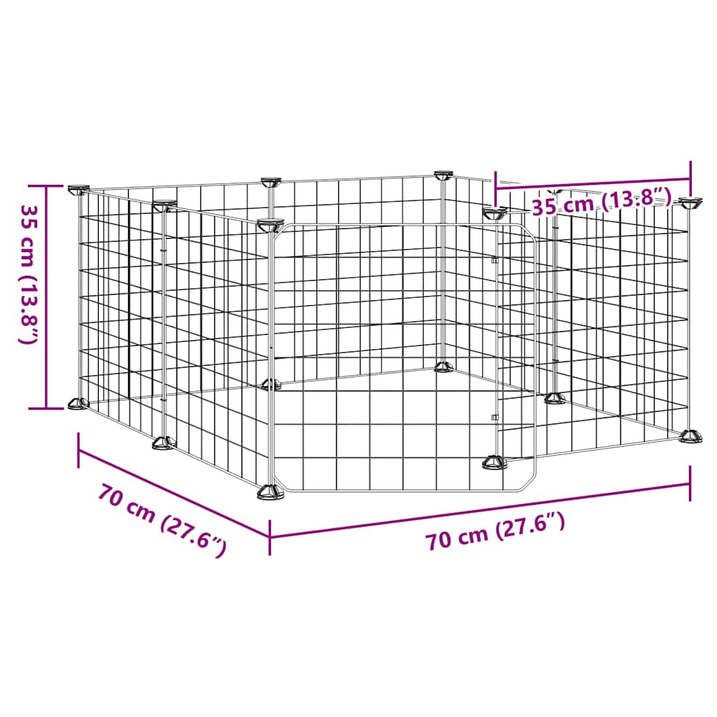 Huisdierkooi met 8 panelen en deur, zwart 35x35 cm staal is nu te koop bij PeponiXL, paradijselijk wonen!