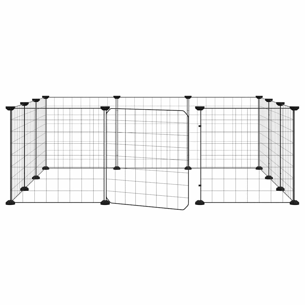 Huisdierkooi met 12 panelen en deur, zwart 35x35 cm staal is nu te koop bij PeponiXL, paradijselijk wonen!