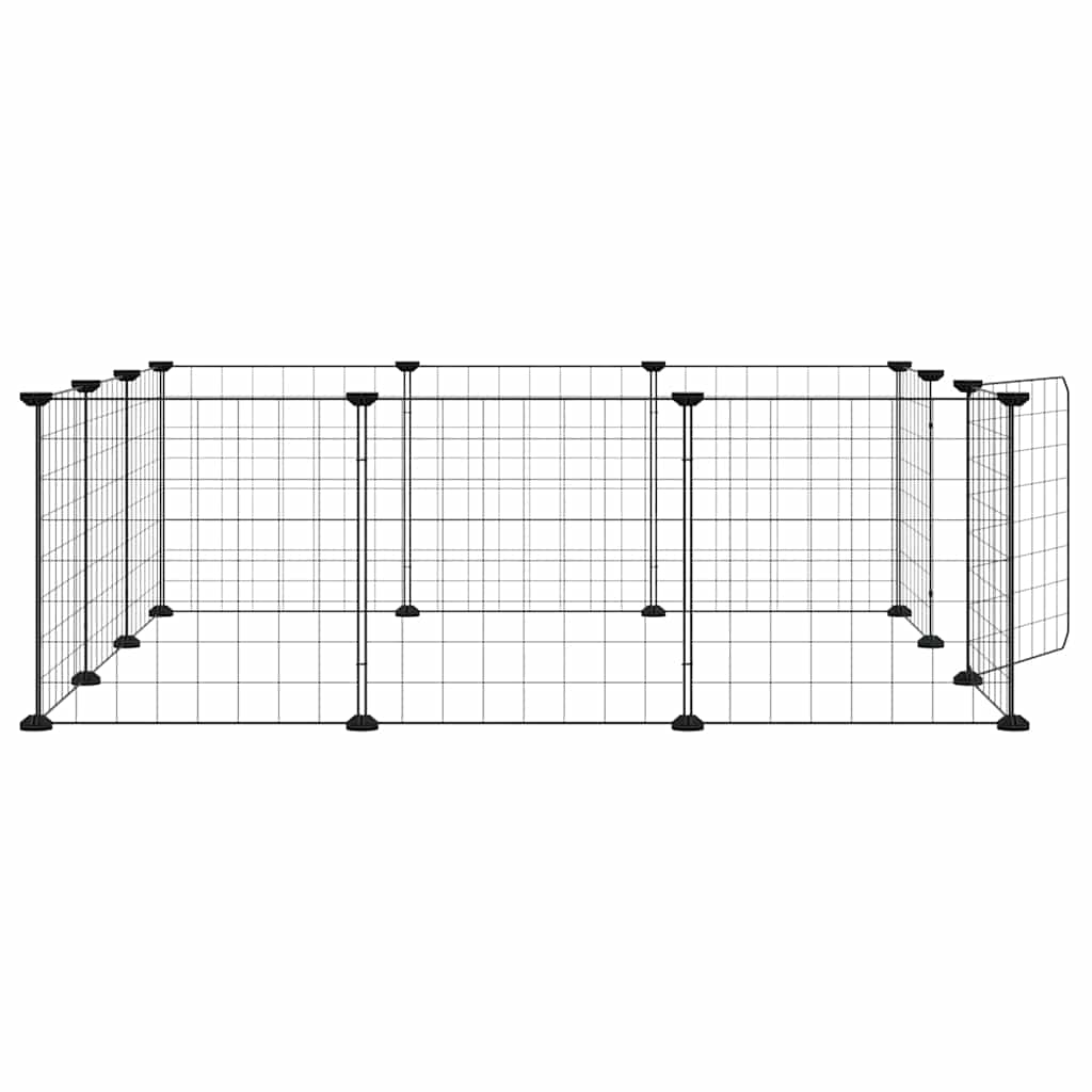 Huisdierkooi met 12 panelen en deur, zwart 35x35 cm staal is nu te koop bij PeponiXL, paradijselijk wonen!