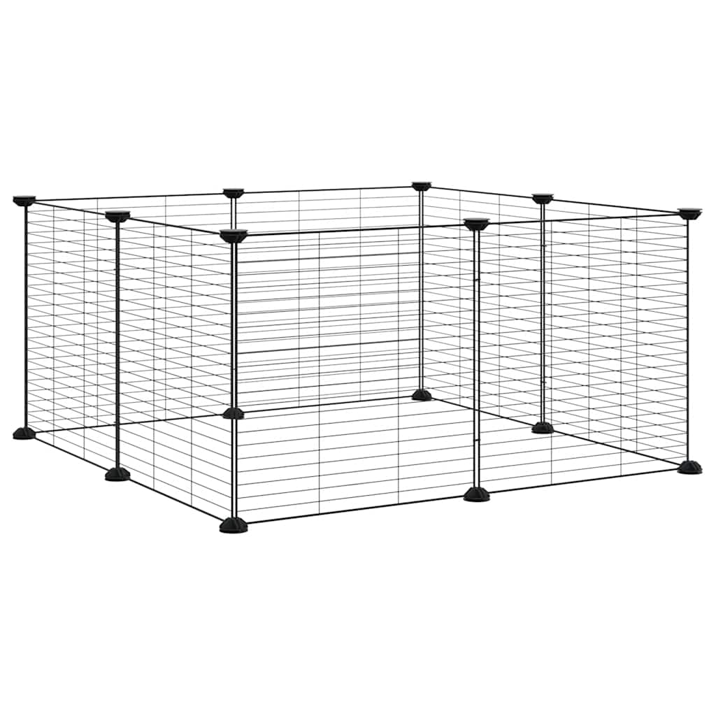 Huisdierkooi met 8 panelen, zwart, 35x35 cm, staal is nu te koop bij PeponiXL, paradijselijk wonen!