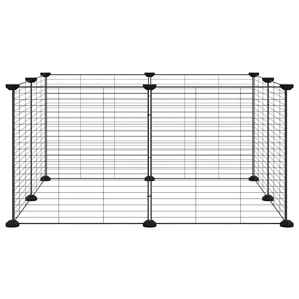 Huisdierkooi met 8 panelen, zwart, 35x35 cm, staal is nu te koop bij PeponiXL, paradijselijk wonen!
