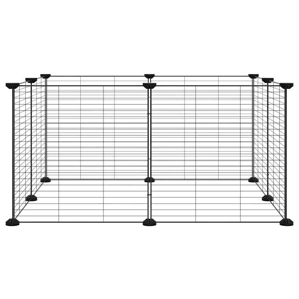 Huisdierkooi met 8 panelen, zwart, 35x35 cm, staal is nu te koop bij PeponiXL, paradijselijk wonen!