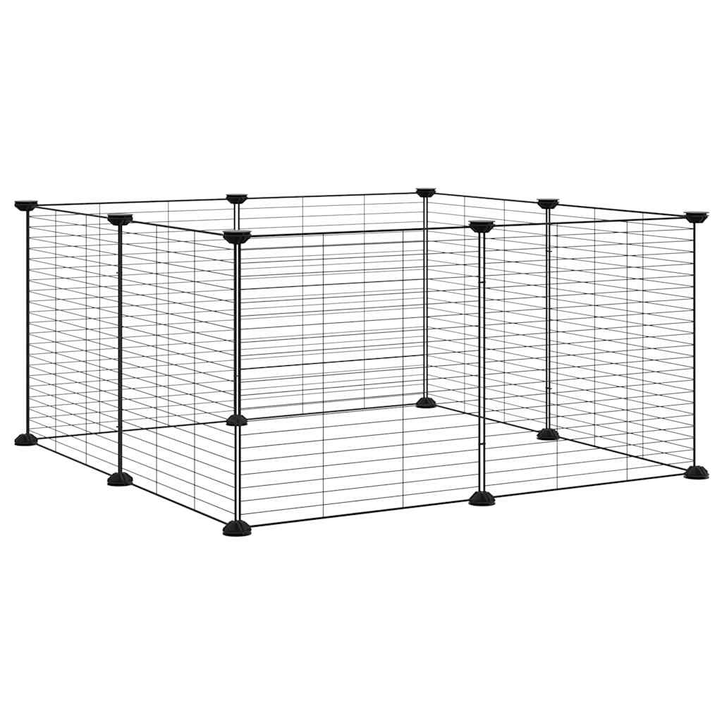 Huisdierkooi met 8 panelen, zwart, 35x35 cm, staal is nu te koop bij PeponiXL, paradijselijk wonen!