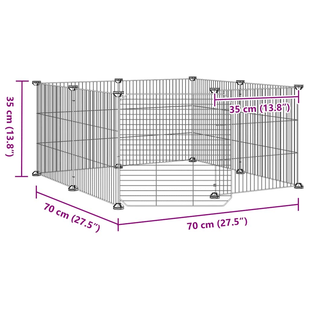 Huisdierkooi met 8 panelen en deur, zwart 35x35 cm staal is nu te koop bij PeponiXL, paradijselijk wonen!