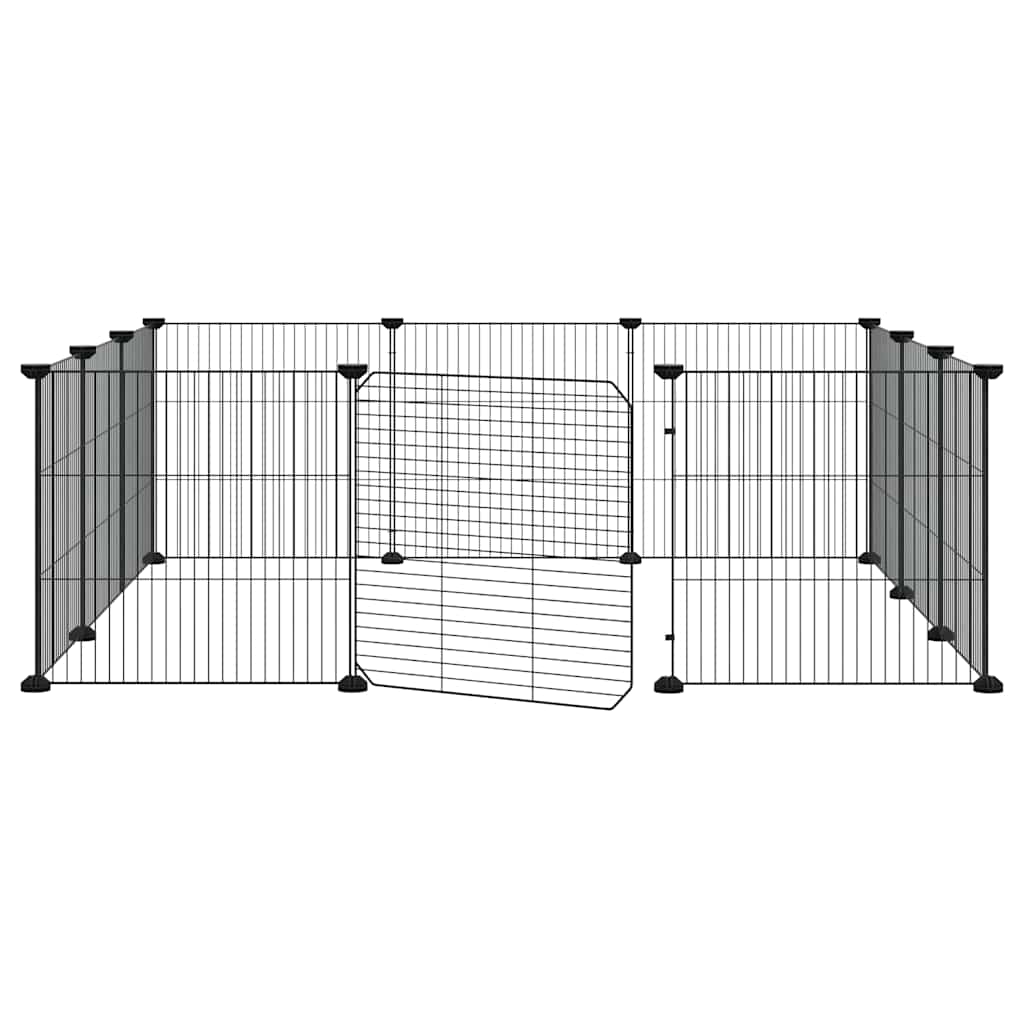 Huisdierkooi met 12 panelen en deur, zwart 35x35 cm staal is nu te koop bij PeponiXL, paradijselijk wonen!