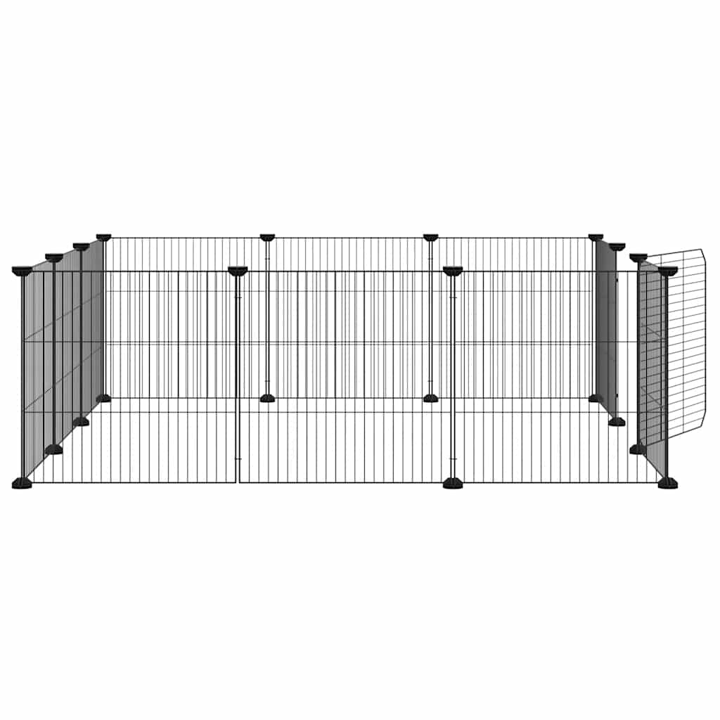 Huisdierkooi met 12 panelen en deur, zwart 35x35 cm staal is nu te koop bij PeponiXL, paradijselijk wonen!