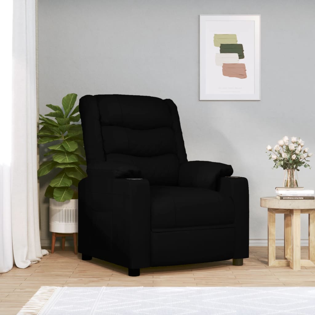 Fauteuil verstelbaar kunstleer zwart is nu te koop bij PeponiXL, paradijselijk wonen!