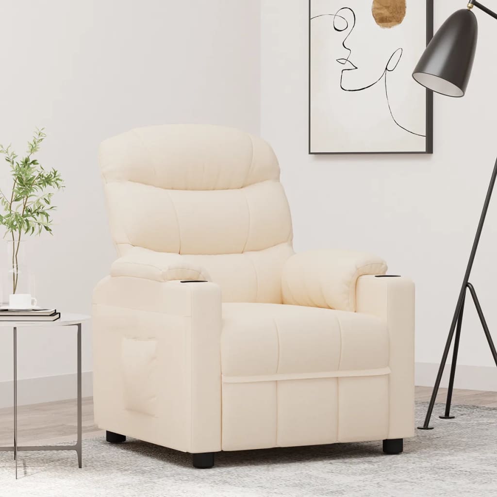 Fauteuil verstelbaar stof crèmekleurig is nu te koop bij PeponiXL, paradijselijk wonen!