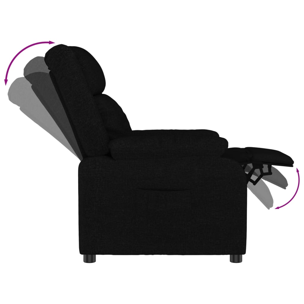 Fauteuil verstelbaar stof zwart is nu te koop bij PeponiXL, paradijselijk wonen!