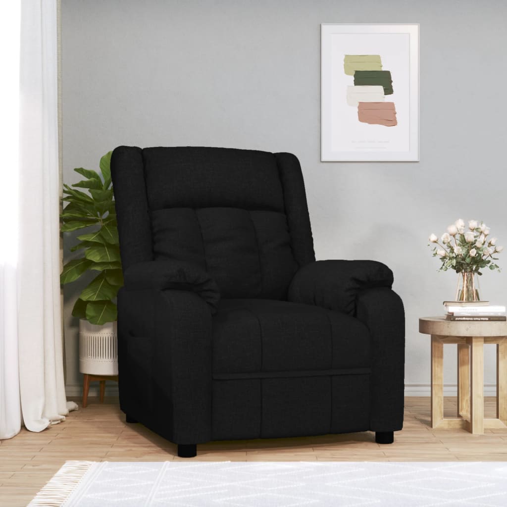 Fauteuil verstelbaar stof zwart is nu te koop bij PeponiXL, paradijselijk wonen!