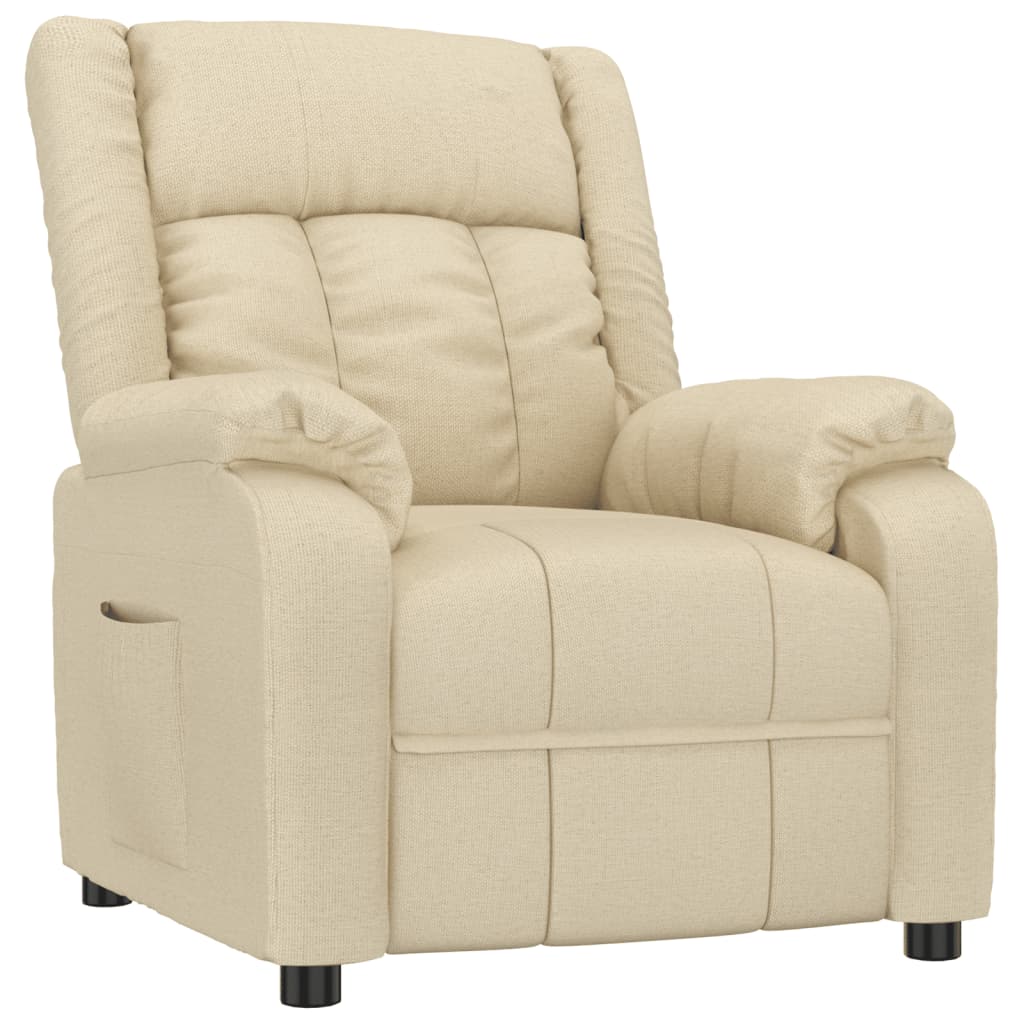 Fauteuil verstelbaar stof crèmekleurig is nu te koop bij PeponiXL, paradijselijk wonen!