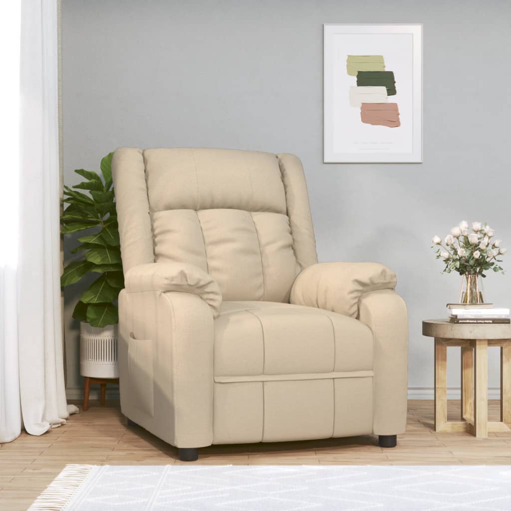 Fauteuil verstelbaar stof crèmekleurig is nu te koop bij PeponiXL, paradijselijk wonen!
