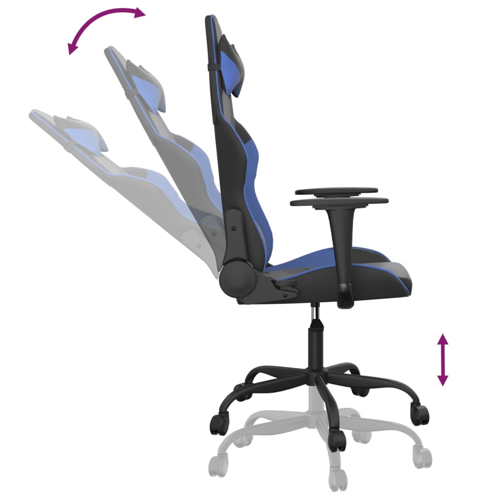 Massage gamestoel kunstleer zwart en blauw is nu te koop bij PeponiXL, paradijselijk wonen!