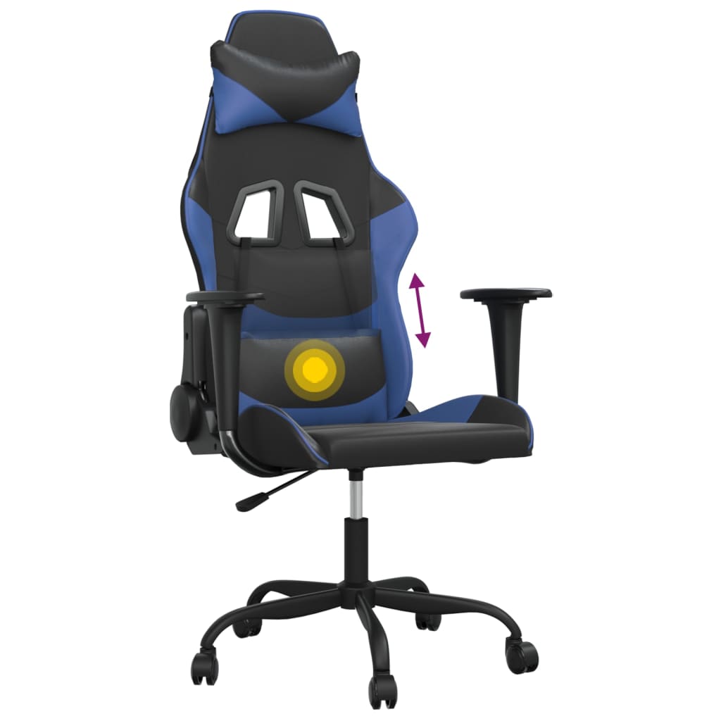 Massage gamestoel kunstleer zwart en blauw is nu te koop bij PeponiXL, paradijselijk wonen!