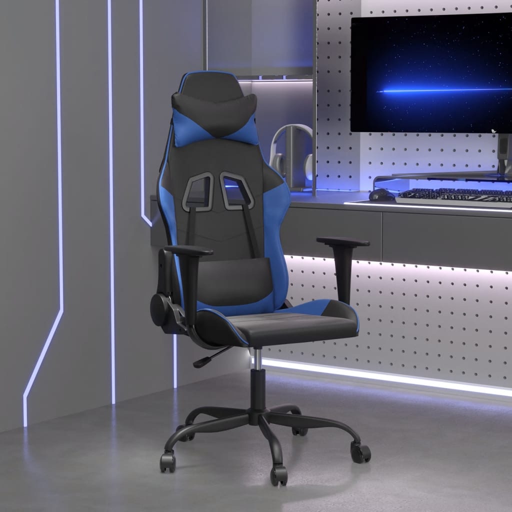 Massage gamestoel kunstleer zwart en blauw is nu te koop bij PeponiXL, paradijselijk wonen!