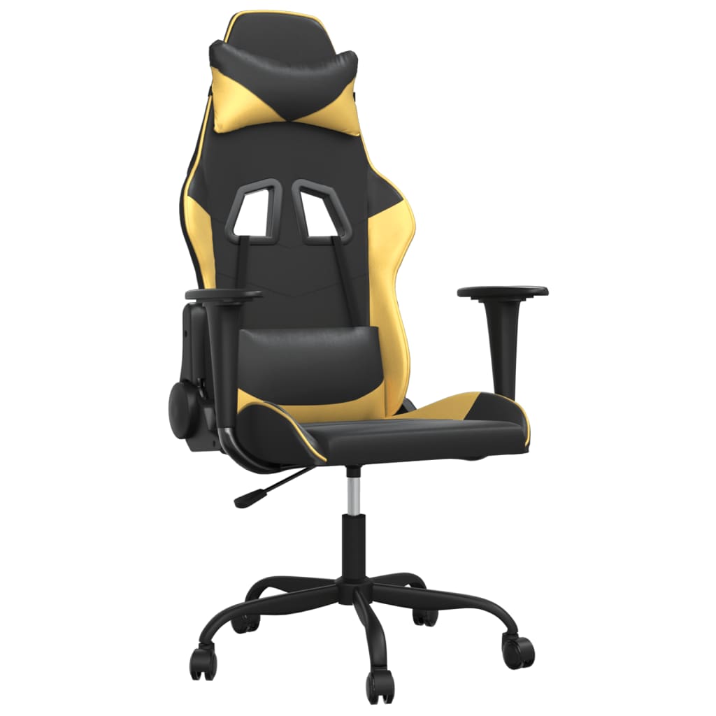 Massage gamestoel kunstleer zwart en goudkleurig is nu te koop bij PeponiXL, paradijselijk wonen!