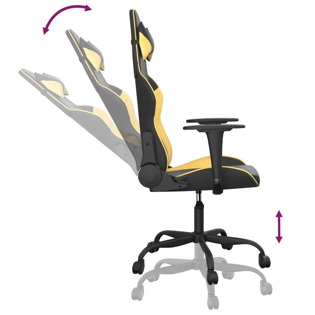 Massage gamestoel kunstleer zwart en goudkleurig is nu te koop bij PeponiXL, paradijselijk wonen!