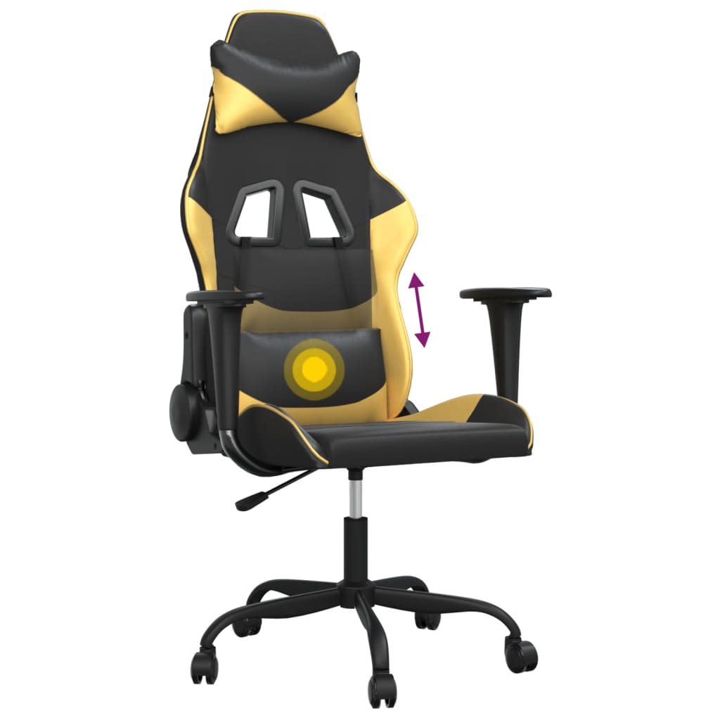 Massage gamestoel kunstleer zwart en goudkleurig is nu te koop bij PeponiXL, paradijselijk wonen!