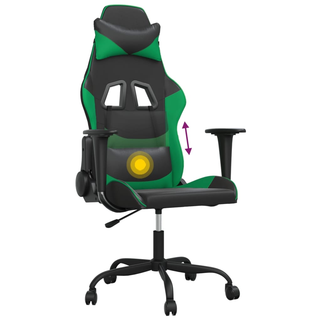 Massage gamestoel kunstleer zwart en groen is nu te koop bij PeponiXL, paradijselijk wonen!