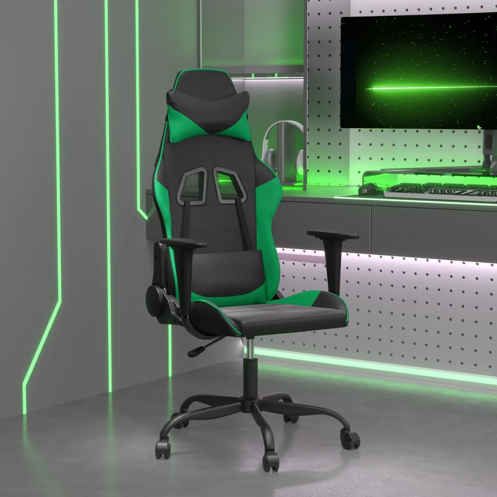 Massage gamestoel kunstleer zwart en groen is nu te koop bij PeponiXL, paradijselijk wonen!