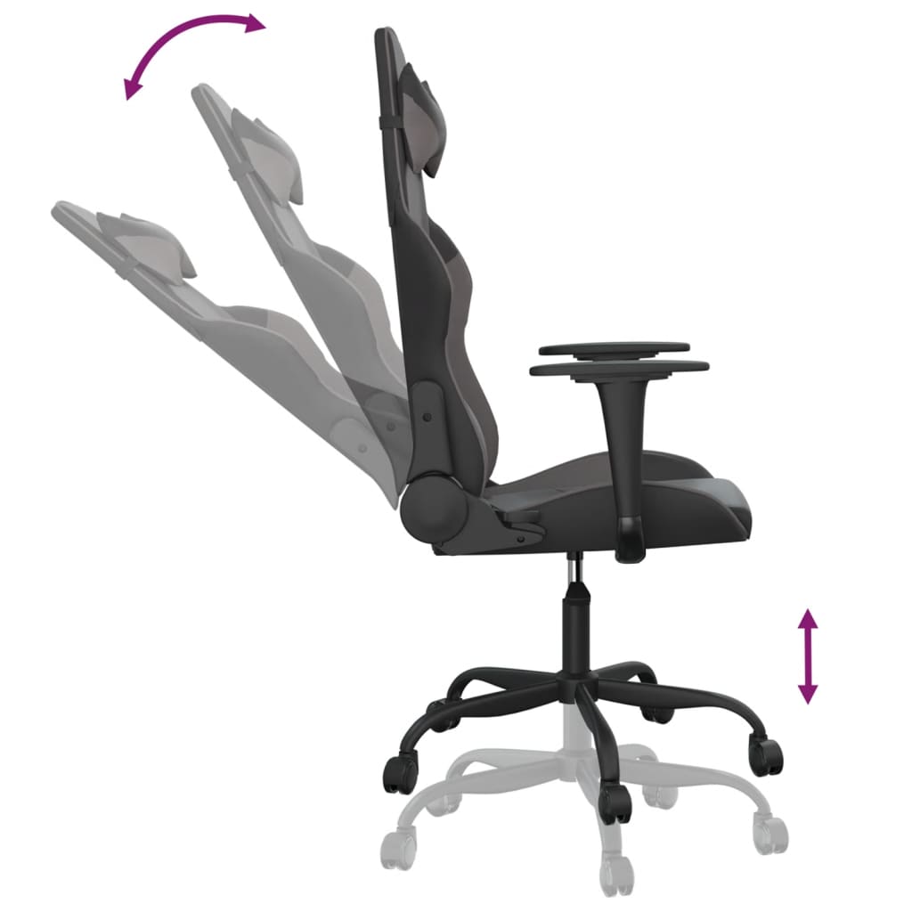 Massage gamestoel kunstleer zwart en grijs is nu te koop bij PeponiXL, paradijselijk wonen!