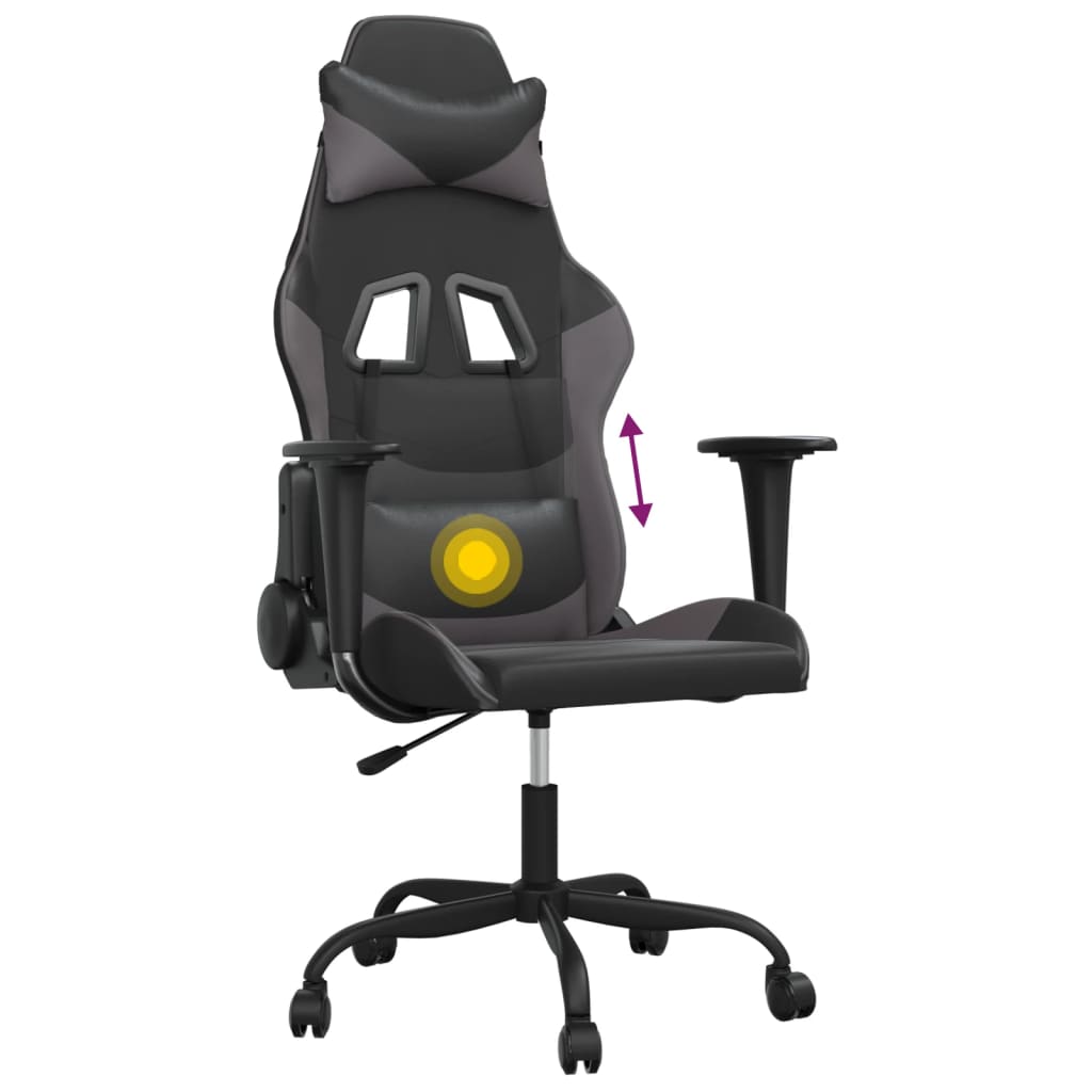 Massage gamestoel kunstleer zwart en grijs is nu te koop bij PeponiXL, paradijselijk wonen!