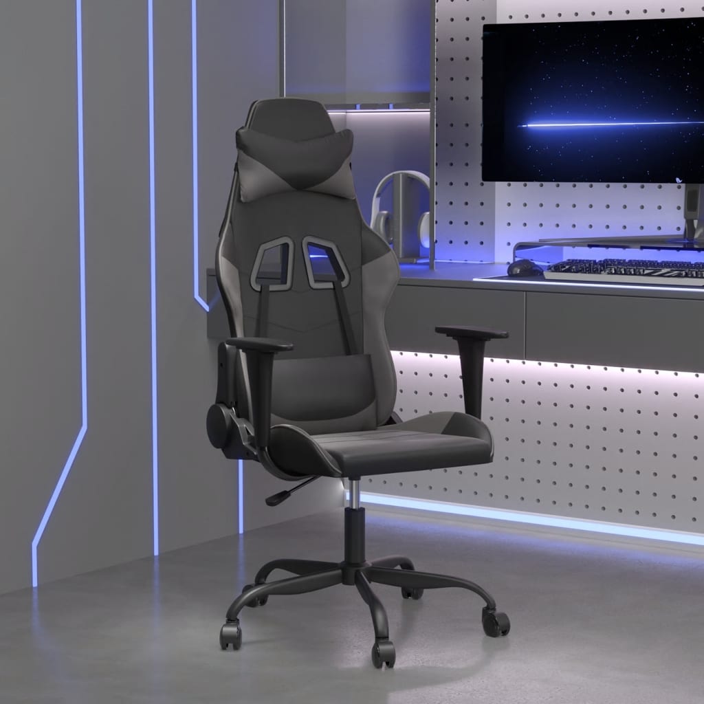 Massage gamestoel kunstleer zwart en grijs is nu te koop bij PeponiXL, paradijselijk wonen!