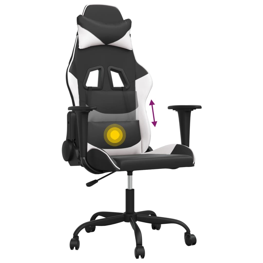 Massage gamestoel kunstleer zwart en wit is nu te koop bij PeponiXL, paradijselijk wonen!