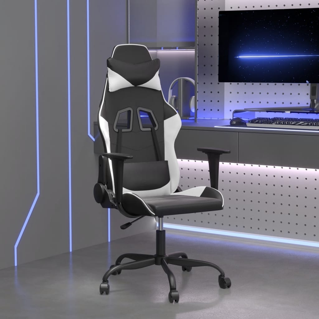 Massage gamestoel kunstleer zwart en wit is nu te koop bij PeponiXL, paradijselijk wonen!